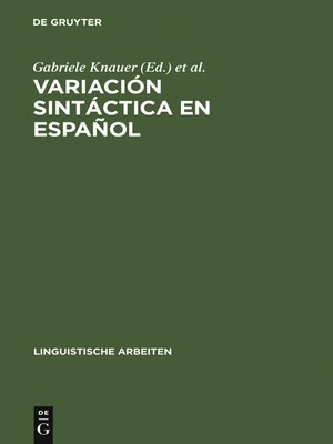 cover image of Variación sintáctica en español